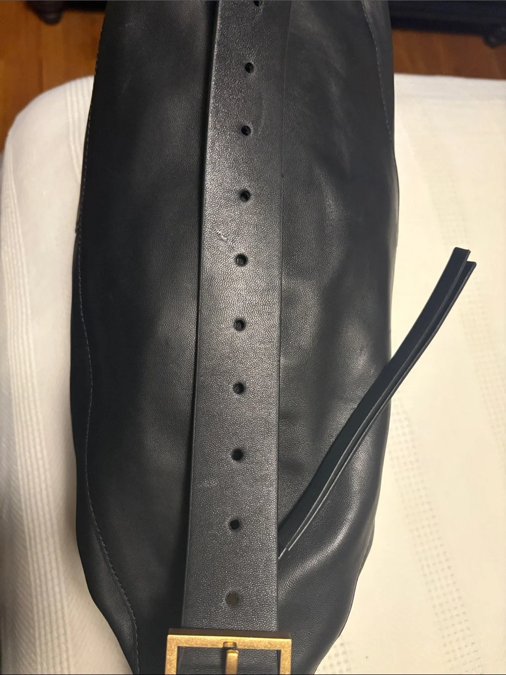 All Saints Black Leather Hobo Shoulder bag with Gold-Tone Hardware